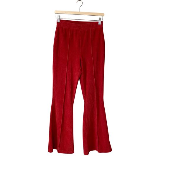 Aerie Groove-On Ribbed Velour Corduroy Flare Pant sundried red sz S - Picture 4 of 11